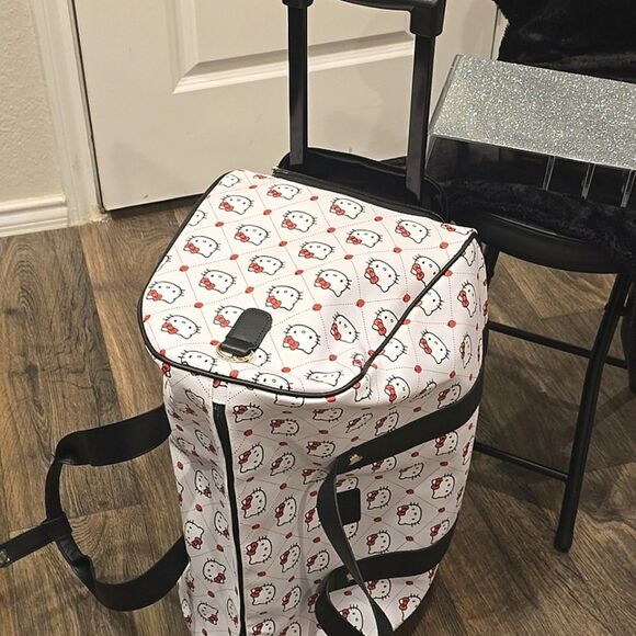 Hello Kitty By Sanrio Face/Bow Logo Rolling Travel Duffel Bag - Picture 6 of 12